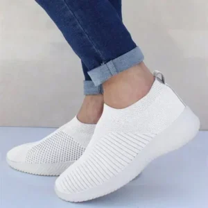 Whataoffers Women Fashion Fly Woven Breathable Sneakers