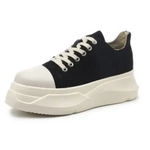 Whataoffers Women Casual Breathable Low Top Canvas Platform Shoes