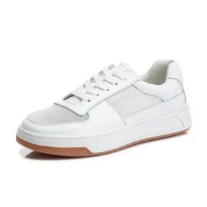 Whataoffers Women Casual Mesh Breathable Muffin Thick-Soled White Shoes