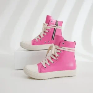 Whataoffers Women Fashion Rose Faux Leather High Top Shoes