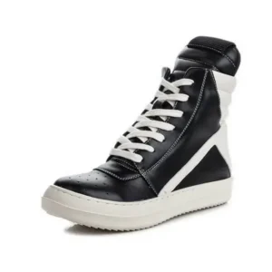 Whataoffers Women Fashion Casual Black White Inverted Triangle High Top Shoes