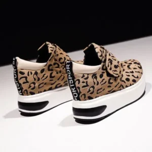 Whataoffers Women Fashion Wedge Leopard Leopard Sneakers