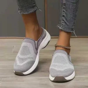 Whataoffers Women Fashion Fly Knit Casual Colorblock Flat Sneakers