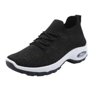 Whataoffers Women Fashion Fly Knit Lightweight Breathable Soft Sole Sneakers