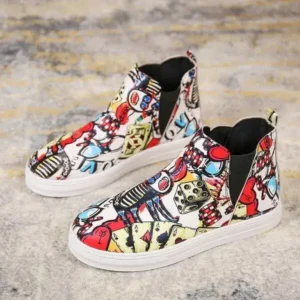 Whataoffers Women Fashionable Leopard Colorblock Sneakers